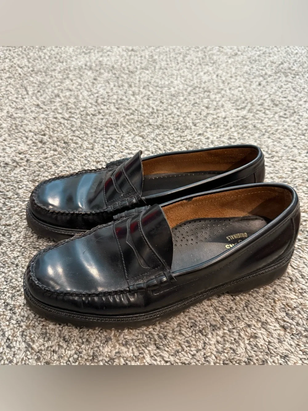 🔥 Larson Lug G.H. Bass Weejuns Black Leather Penny Loafers 10.5 Men’s